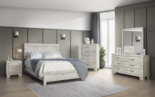 Front view of Kiara Beige Panel Bedroom Set bed