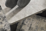 Two-Tone Gray Coffee Table Set Showing Marble Tops and Wood Detail