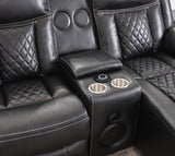 Side view of the push-back chaise on Champion black reclining sectional