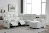 Side view of Champion white reclining sectional with chaise