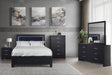 Moonlight Black Panel Bedroom Set main view with black panel bed and matching dresser