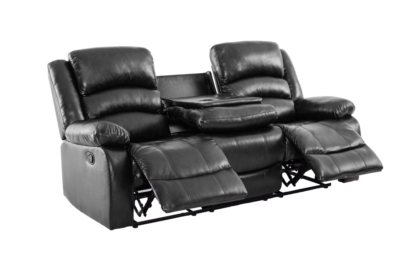 Dynamo2 Black Faux Leather Reclining Loveseat side view