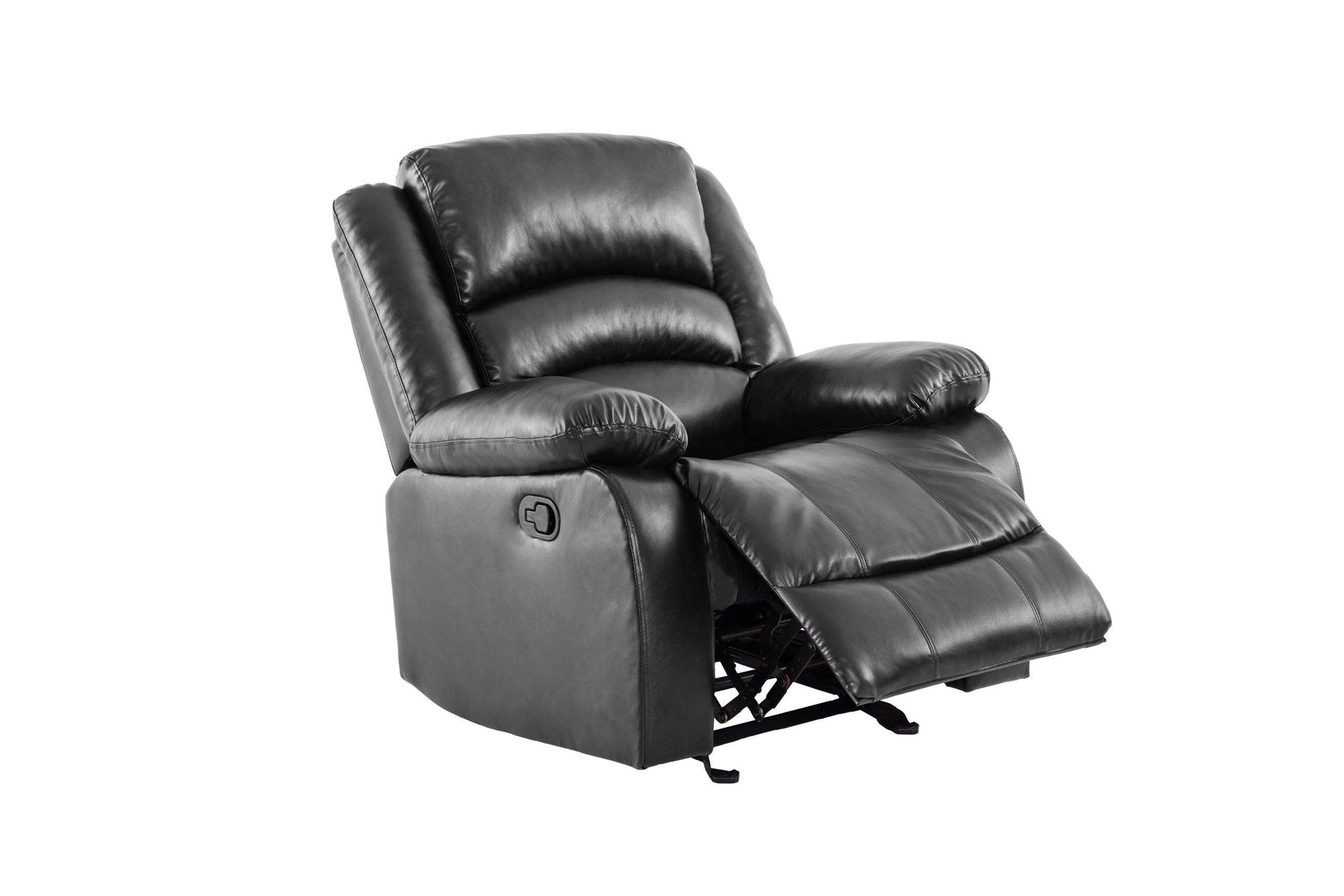 Dynamo2 Black Faux Leather Reclining Set cupholder console detail