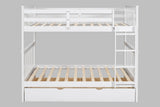 White bunk beds with trundle showing frame detail