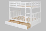Modern white solid wood bunk beds with trundle - closeup