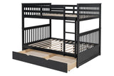 Close-up of solid wood frame on black twin over twin bunk bed