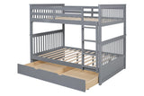 Gray Modern Solid Wood And Veneers Trundle Twin Over Twin Bunk Beds - Ella Furniture