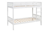 White twin over twin bunk beds ladder detail