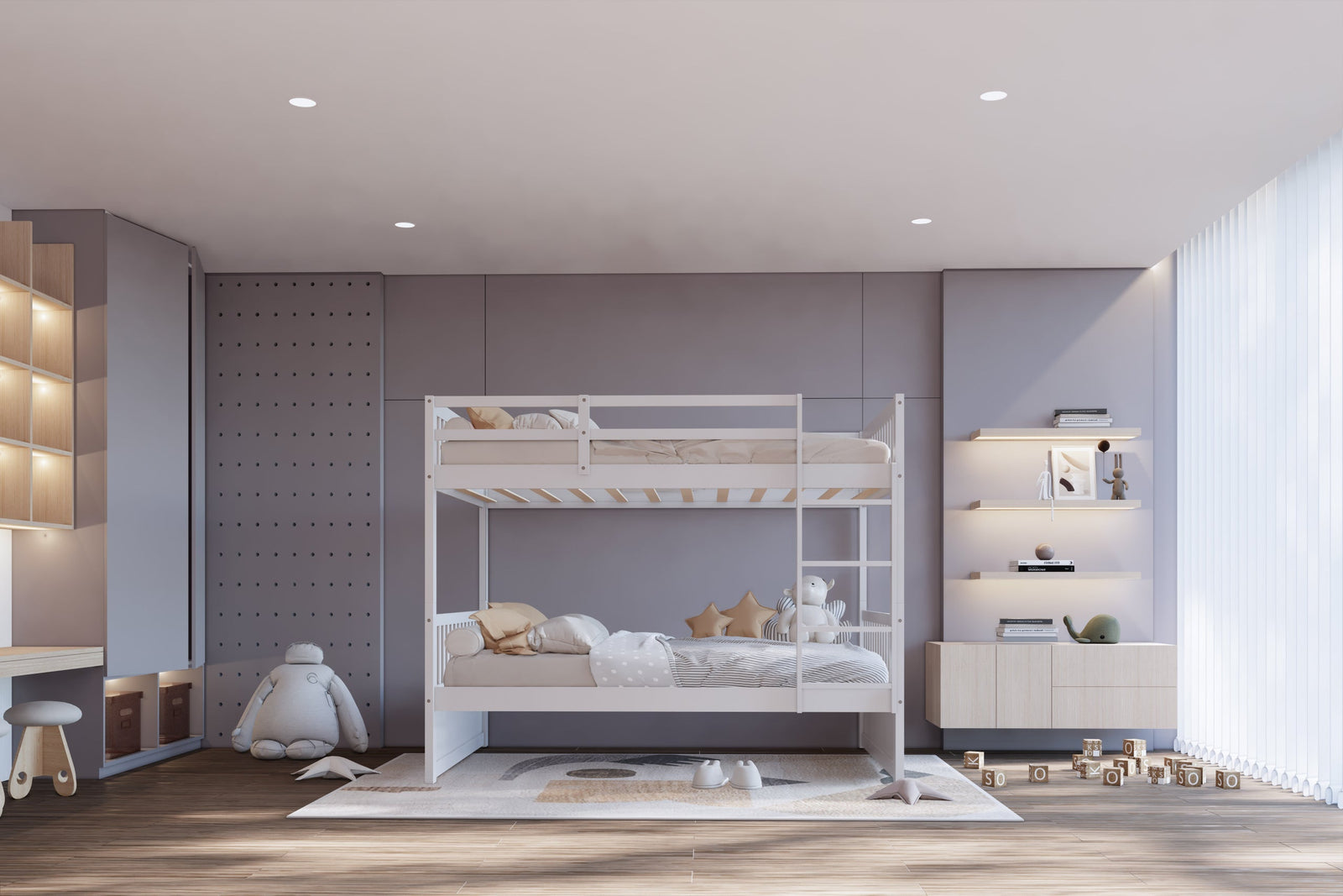 White Twin Over Twin Bunk Beds