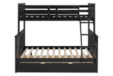 Black solid wood bunk bed showing trundle section