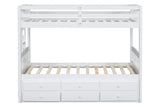 White Twin Over Twin Trundle Storage Bunk Beds
