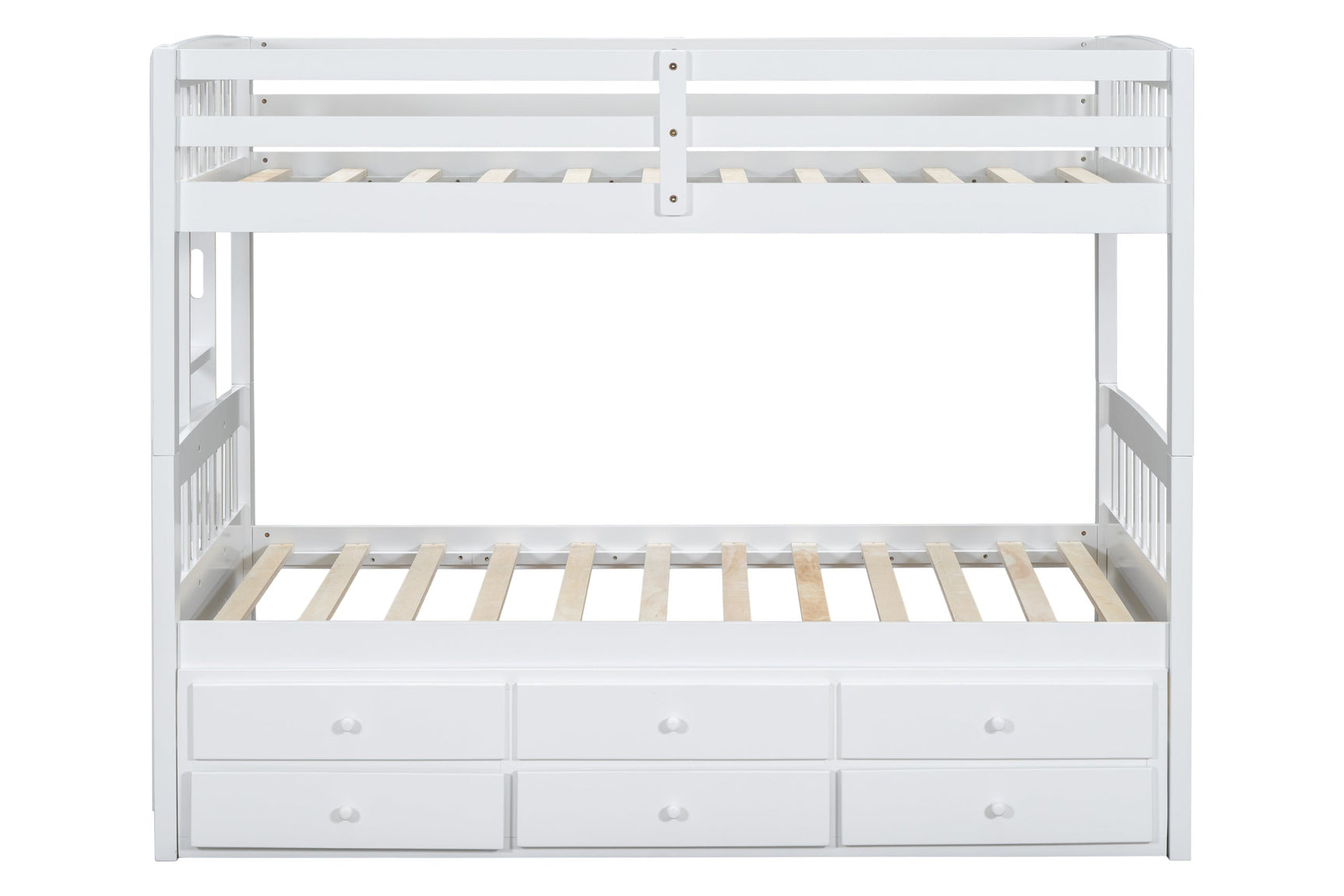 White Twin Over Twin Trundle Storage Bunk Beds