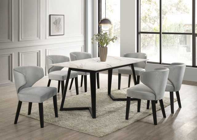 main view of Hamilton White Silver Dining Room Set dining room furniture