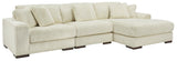 Ivory reclining sectional sofa side view