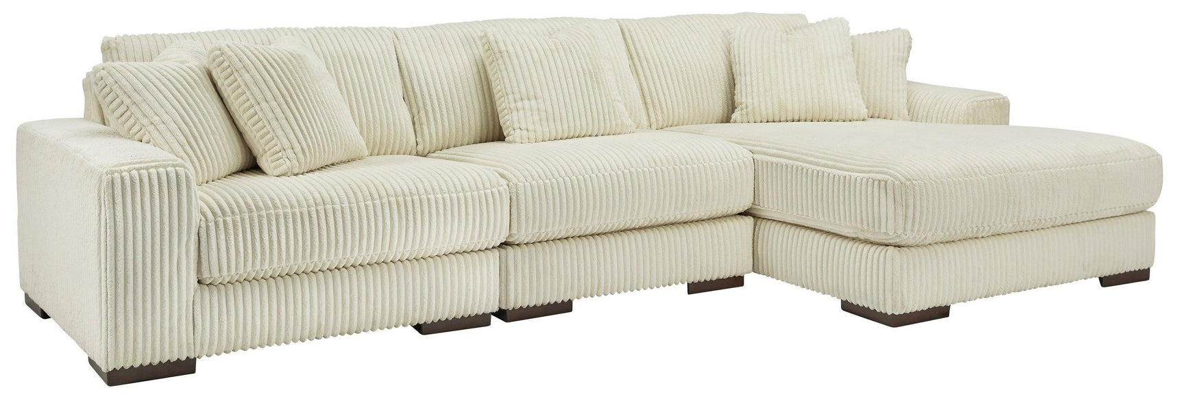 Ivory reclining sectional sofa side view