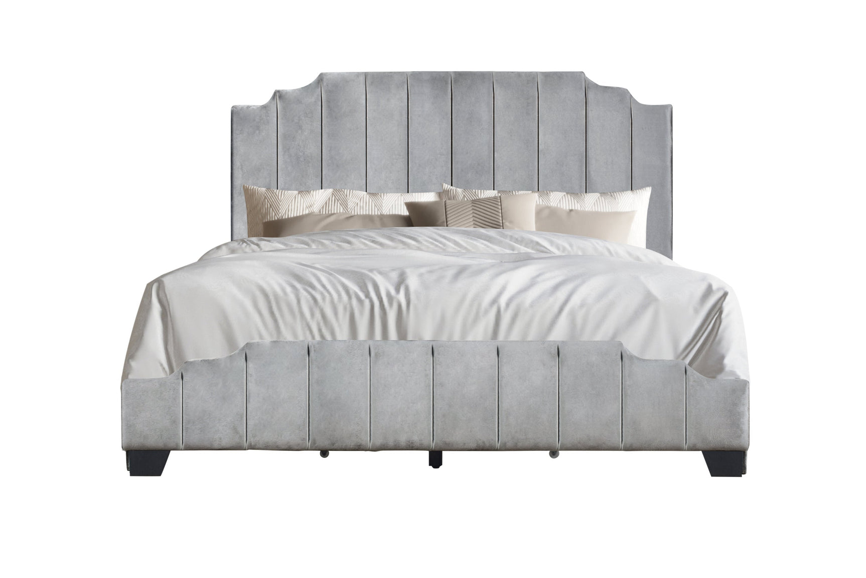 Top view of Dooma full bed with gray velvet upholstery