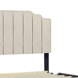 Jaddy Beige Velvet Upholstered Platform Queen Bed