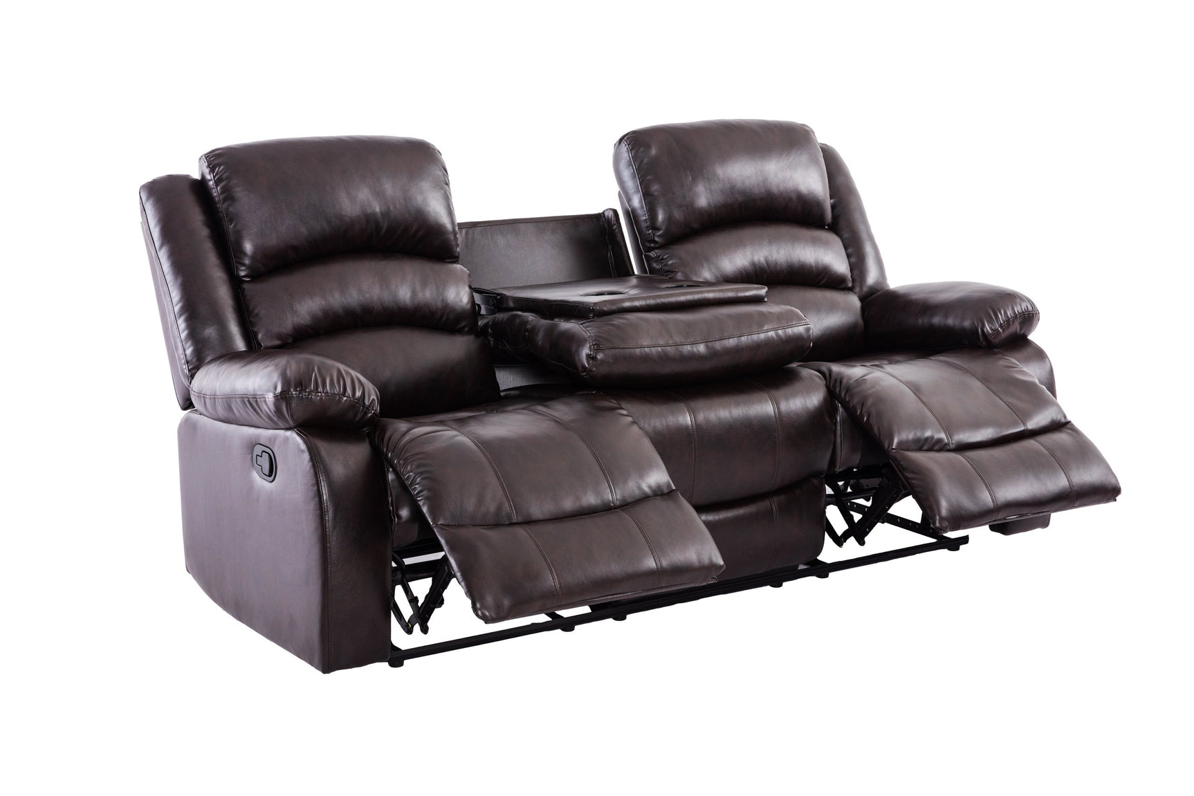 Side view of Dynamo2 espresso reclining loveseat
