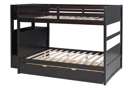Staircase Storage with Built-in Compartments on Espresso Bunk Bed