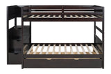 Espresso Full Over Full Trundle Staircase Storage Bunk Beds