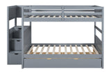 Gray Full Over Full Trundle Staircase Storage Bunk Beds