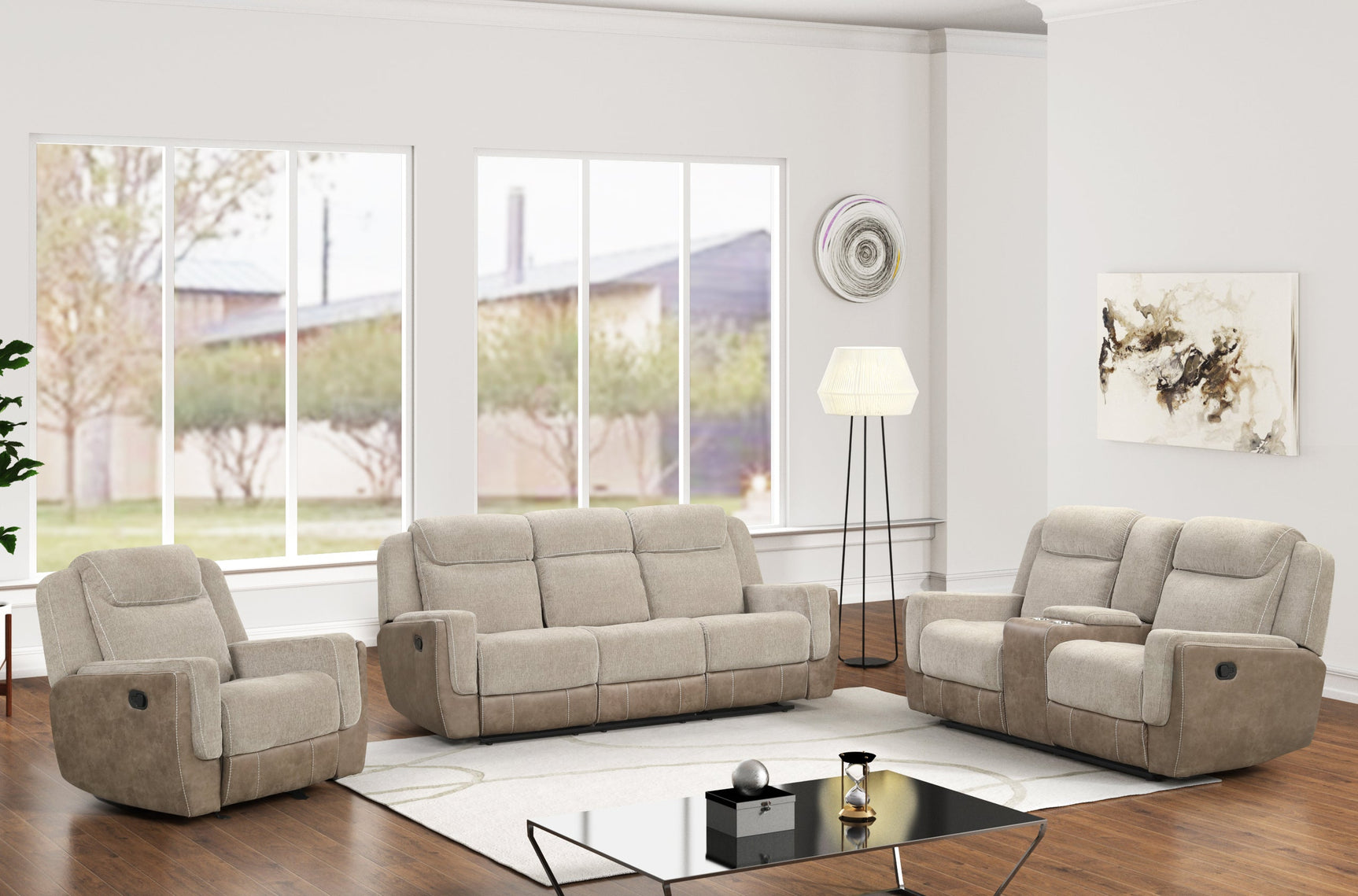 Lisa Brown reclining sofa side view