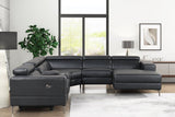 Milano Black 6-Piece Power Reclining Sectional side view with sectional arrangement
