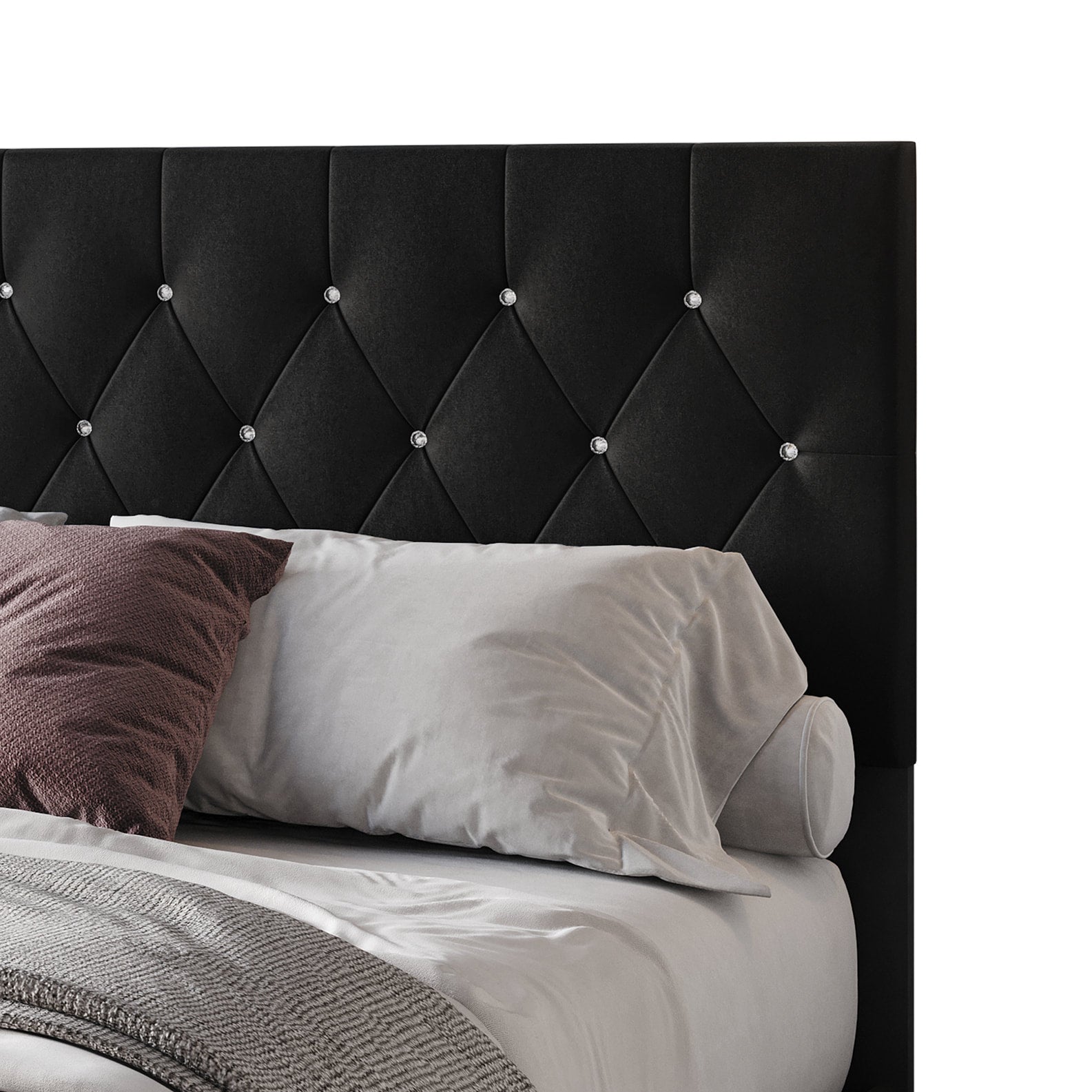 Saddy King Bed side view showing storage drawers