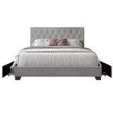 Dooma Gray Velvet Upholstered Tufted Platform King Bed