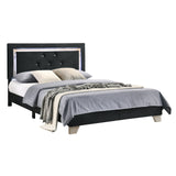 Wally black velvet platform bed side view showing tufted headboard