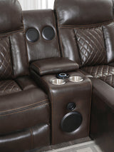 Close-up of champion sectional reclining seat and charging ports