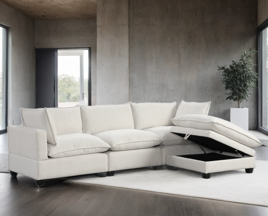 Cloud White Boucle Modular Sectional