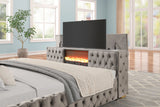 Close-up of LED fireplace display in footboard