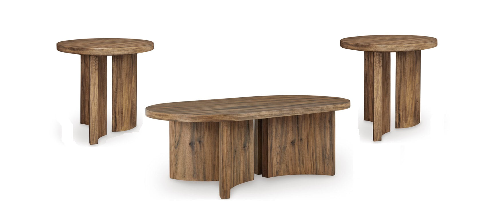 Austanny end table in warm brown, side angle view