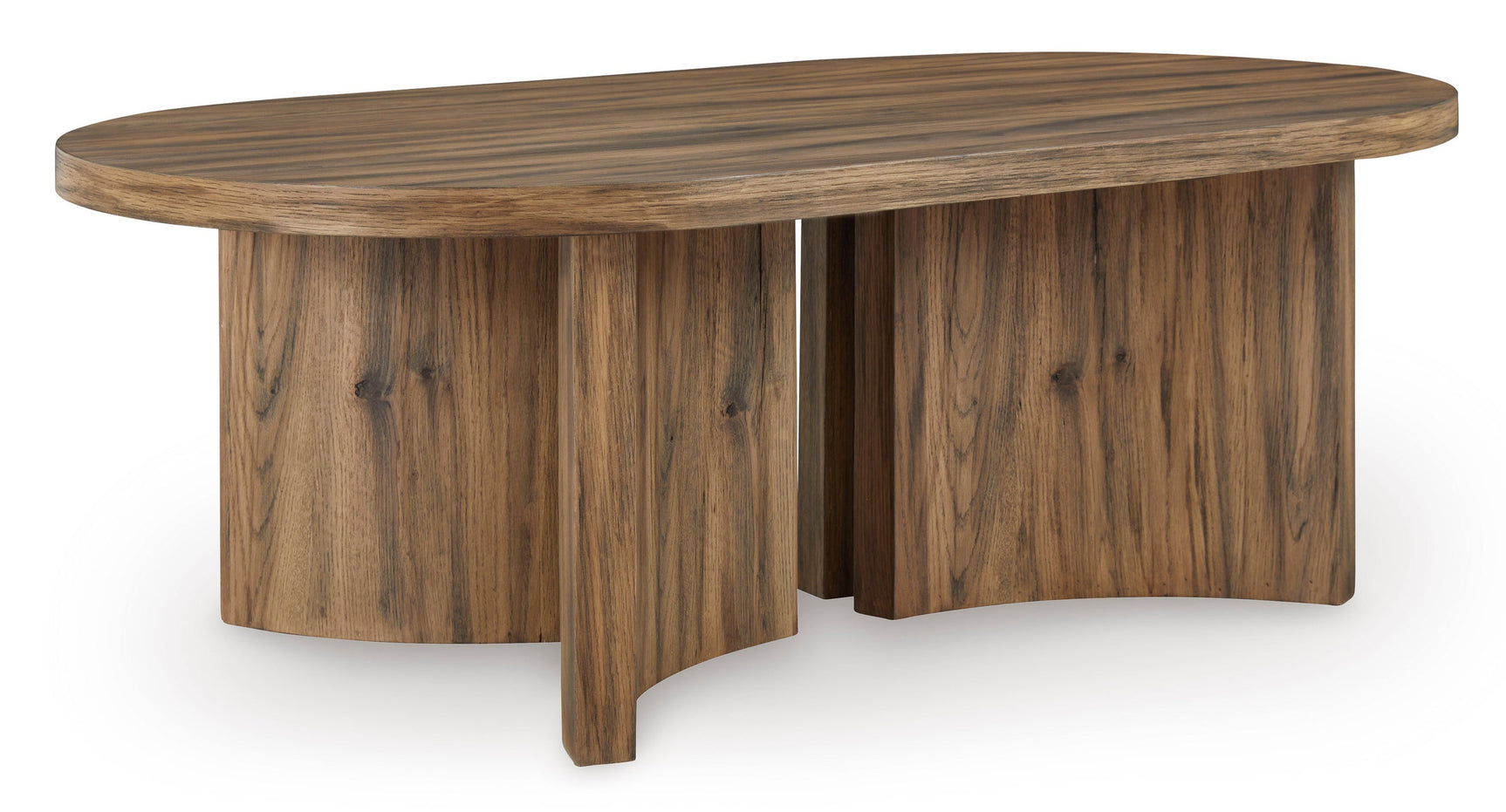 Austanny Cocktail Table side view showing warm brown wood finish