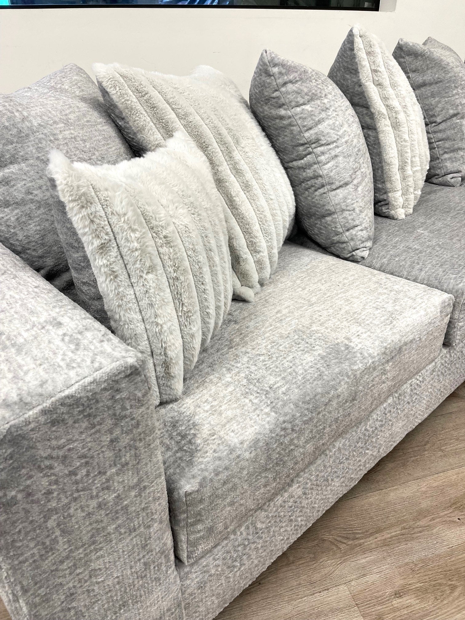 Main seating area of Kaf Gray sectional sofa