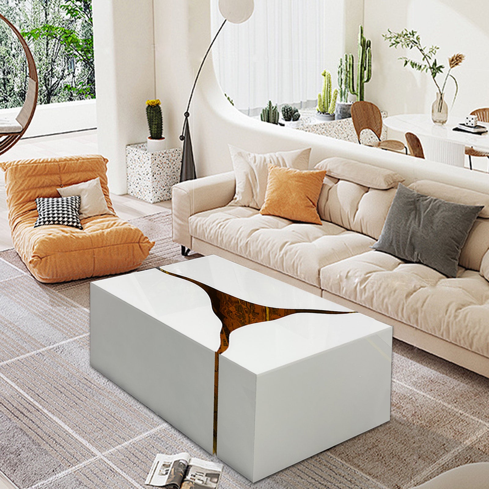 Ariana white coffee table side view