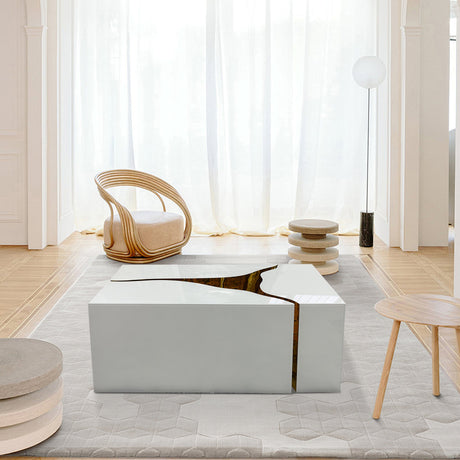 Ariana white coffee table front angle