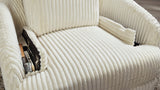 Tie-breakers Ivory Swivel Glider Recliner with footrest extended