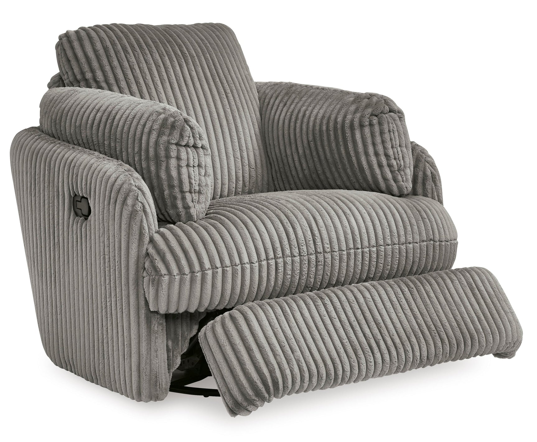 Tie-breakers Fog Swivel Glider Recliner close-up of fabric and arm