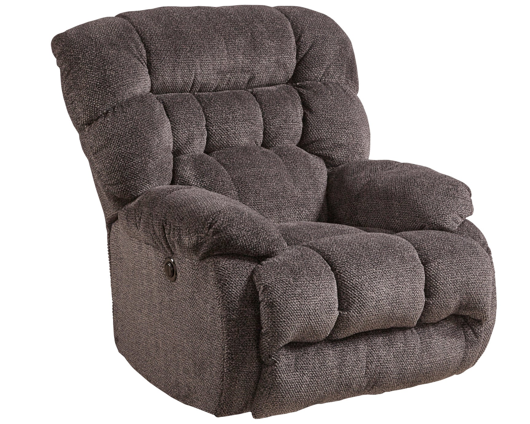 Zay Cobblestone Gray Rocker Recliner side angle showing armrest