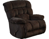 Zay Chocolate Rocker Recliner side angle showing chaise pad