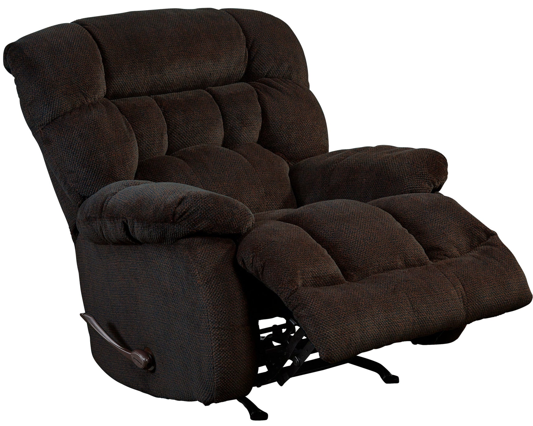 Zay Chocolate Rocker Recliner reclined position