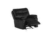 Black fabric recliner chair side view