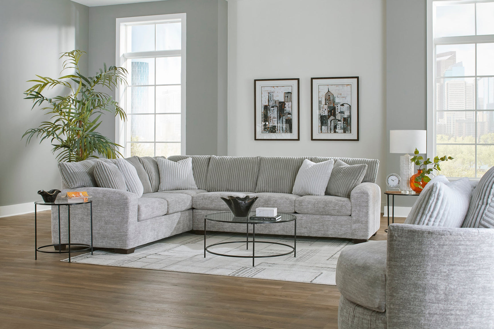 side view of Fosis Oyster Sectional sofa in oyster color