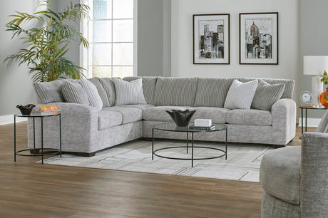 main view of Fosis Oyster Sectional sofa showing oyster upholstery and seating