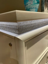 Ser White Upholstered Tufted Panel Bedroom Set headboard close-up