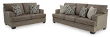 Ashley 595-05 Living Room Set loveseat side view in nutmeg