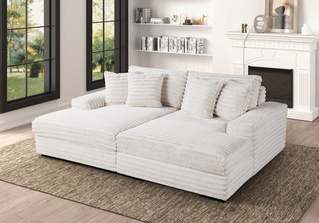 Fon Beige Chaise Lounge Recliner angled front view