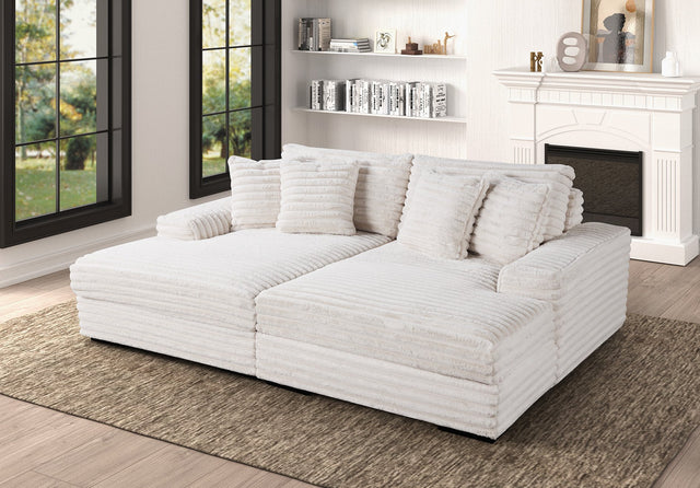 Fon Beige Chaise Lounge Recliner angled front view